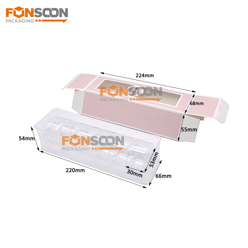 6 macarons paper box with clear window