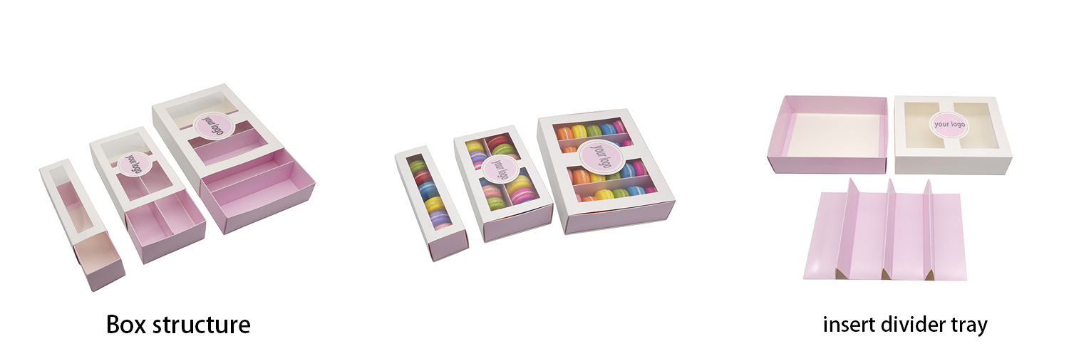 Custom printed paper macaron box packaging for bakeries