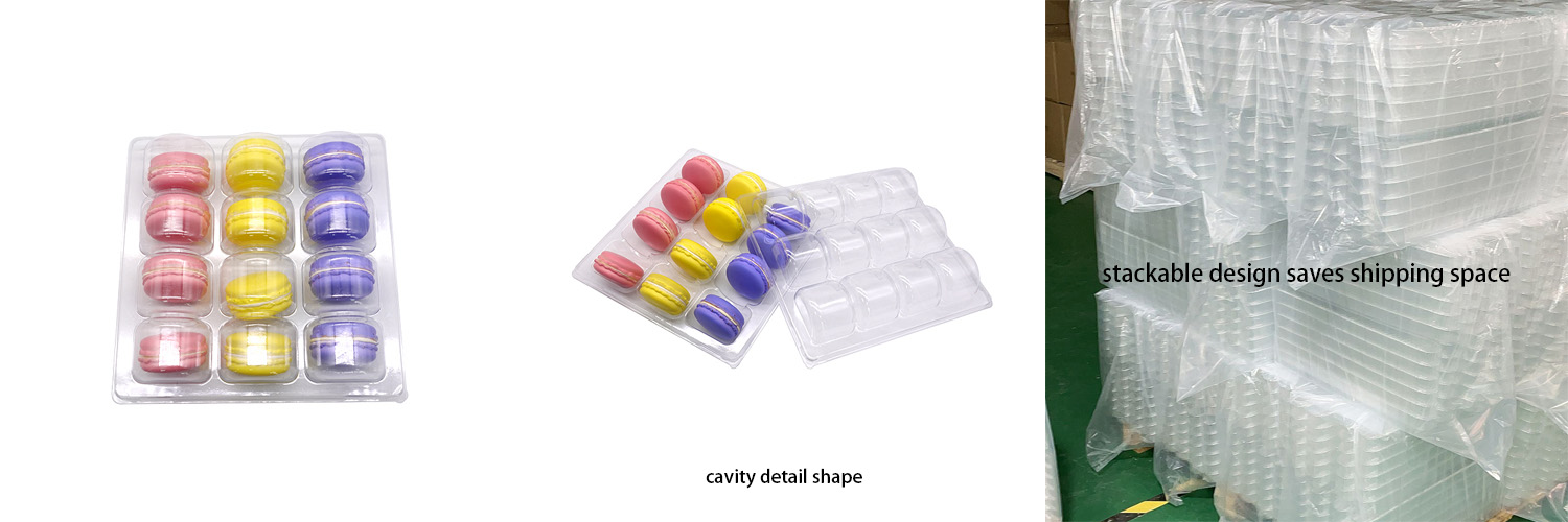 Food grade PET macaron blister tray with individual cavities