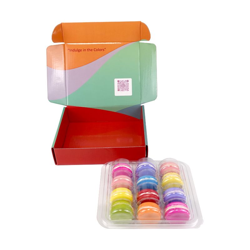 12 piece macaron box with PET insert tray for dessert packaging