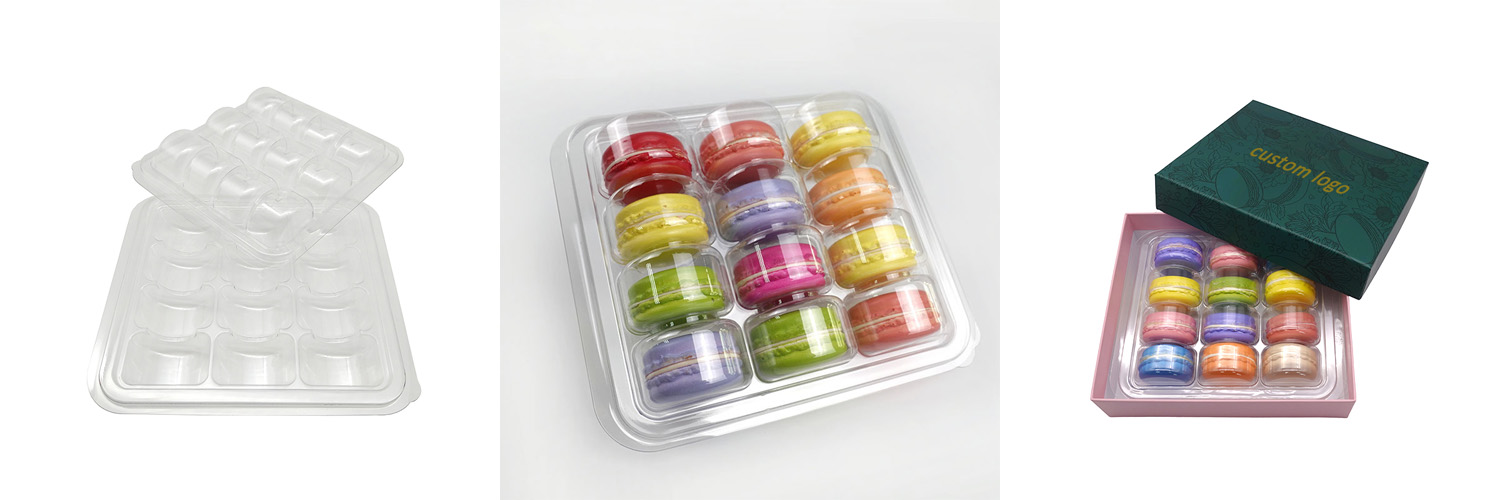 Macaron insert tray guide with PET tray and custom packaging box Macaron insert tray guide with PET tray and custom packaging box