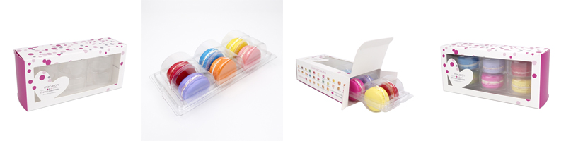 Macaron box with PET insert tray for secure dessert packaging Macaron box with PET insert tray for secure dessert packaging