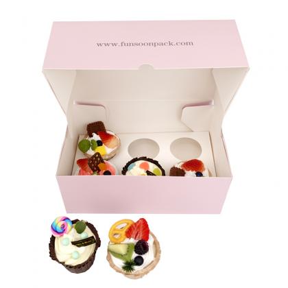 6 Cupcakes dessert pink paper box