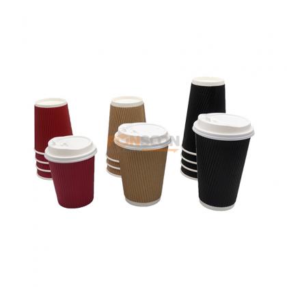 Disposable Ripple Paper Cups With Lids