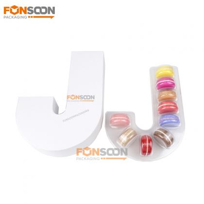 J Shaped cardboard Christmas macaron  box