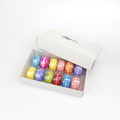 12 macarons paper gift box with insert tray