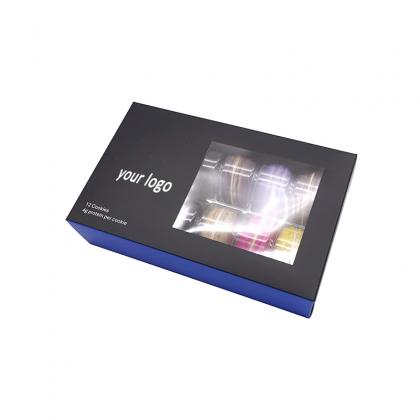 12 macarons paper box with clear window