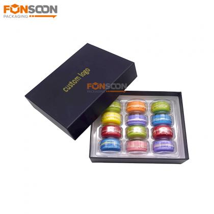 12 macaron luxury cardboard gift box with insert